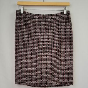 LOFT Bouclé Plaid Wool Blend Skirt Purple/ Pink/ Black Size 4